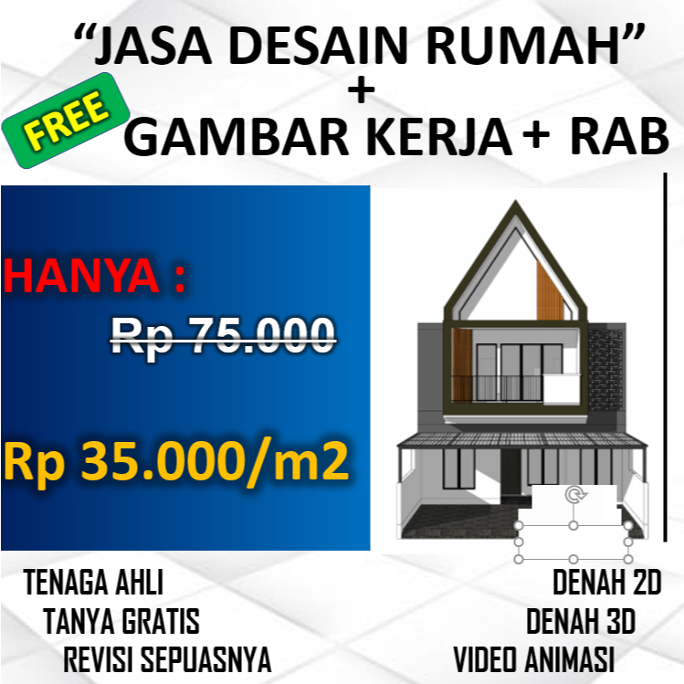 Jasa Desain Rumah Arsitek FREE RAB, GAMBAR KERJA