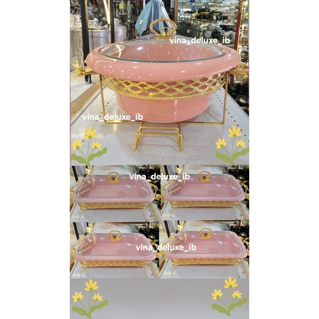 Prasmanan Keramik Set 4+1 Gold (Putih, Pink, Hitam)