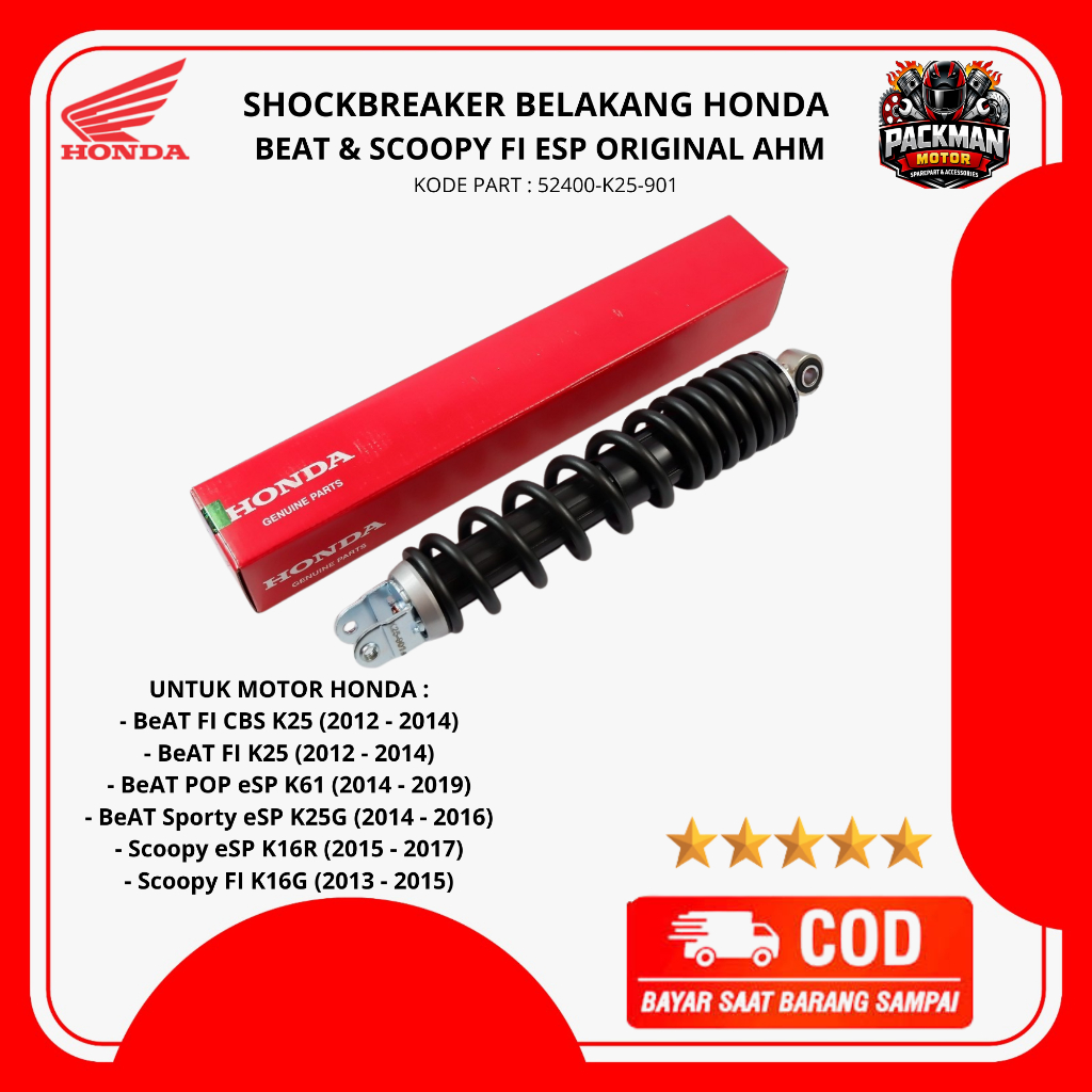 ShockBreaker Belakang Honda BeAT FI eSP - Skok Belakang BeAT POP Sporty ORI AHM - Shock Belakang Sco