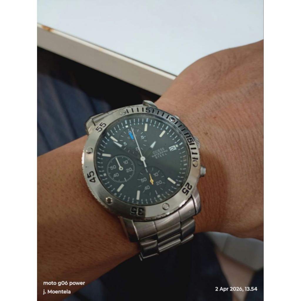 Jam Tangan Guess Waterpro/ Guess Steel Chronograph Quartz