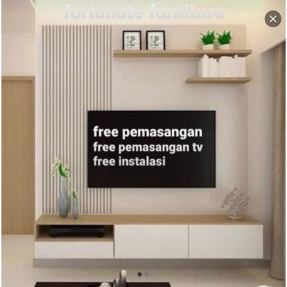 Backdrop TV Minimalis Modern HPL Premium + Kabinet Rak Dinding Ruang Tamu