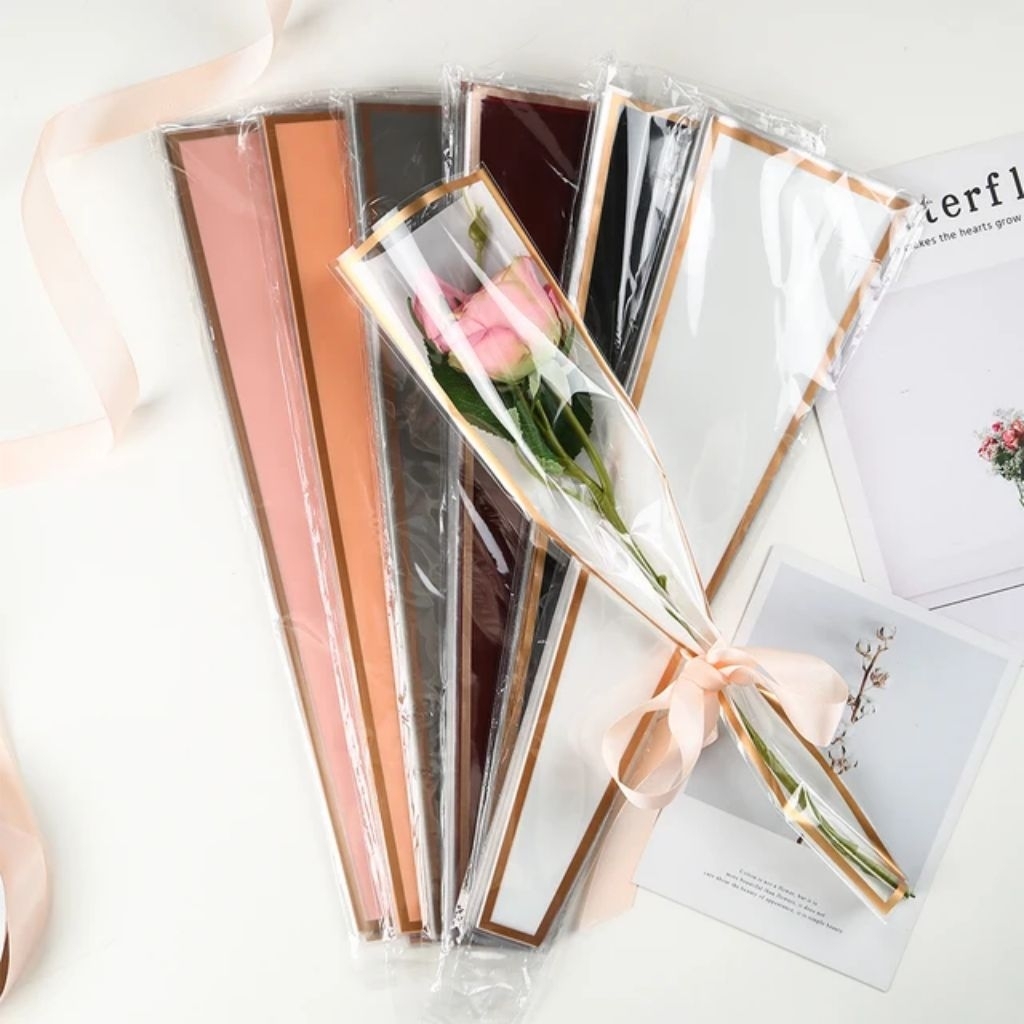 (Lembaran) Flower Wrapping Single Rose / Plastik Bungkus Bunga