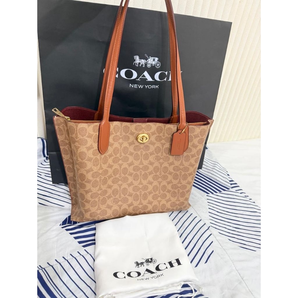 preloved tas coach tote willow signature original