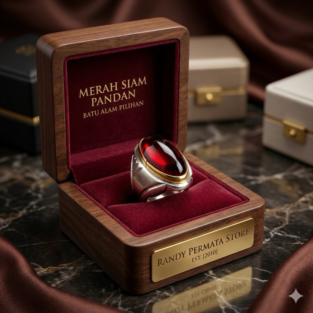 Cod Batu Cincin Merah Siam Poles Model Pandan Kristal Top High Quality