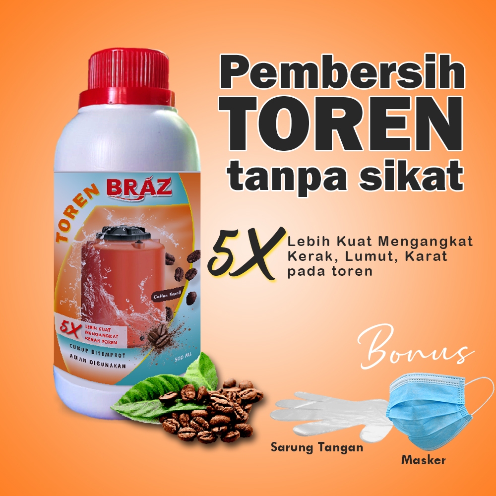 Braz Toren Pembersih kerak lumut noda pipa toren tanpa sikat 500ml