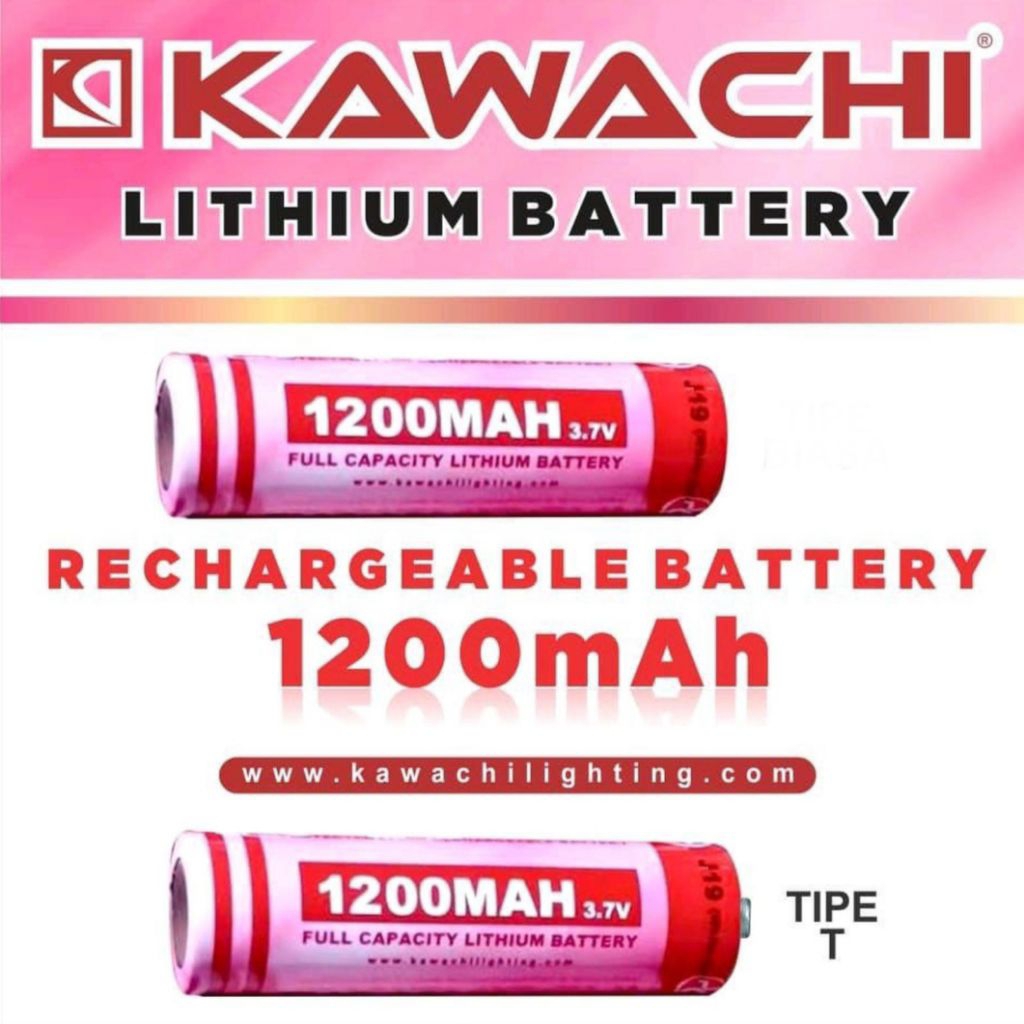 Baterai Recharger Lithium 18650 Kawachi 1200mah 3,7V