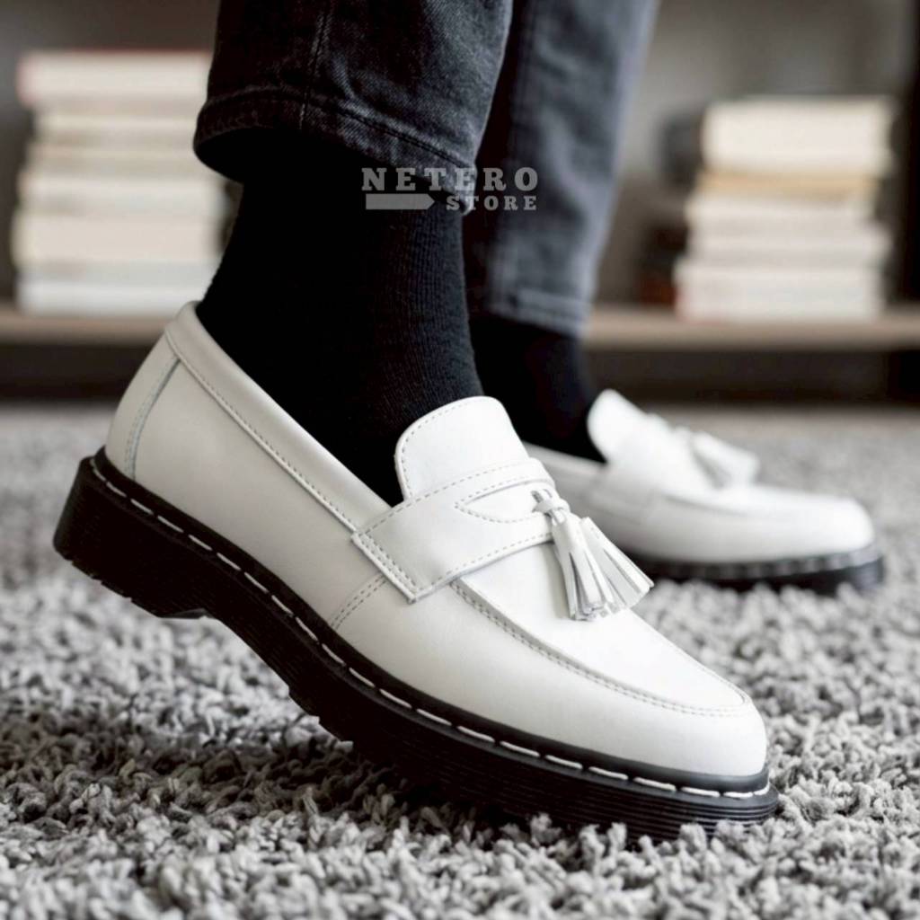 NETERO Sepatu Docmart Pria Loafers Casual Formal Pantofel Hitam Putih