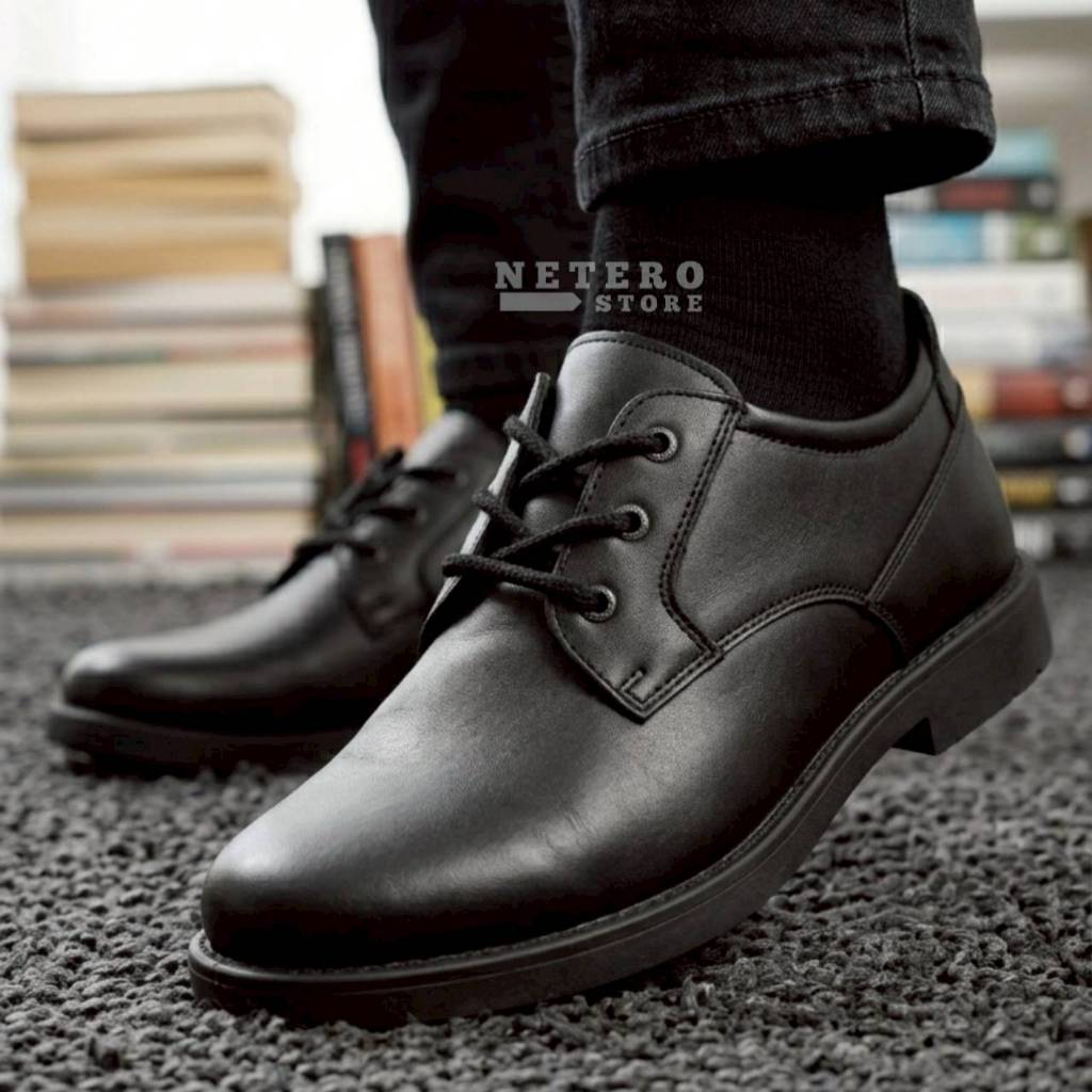 NETERO Sepatu Docmart Pria Loafers Hitam Tali Casual Formal Pantofel