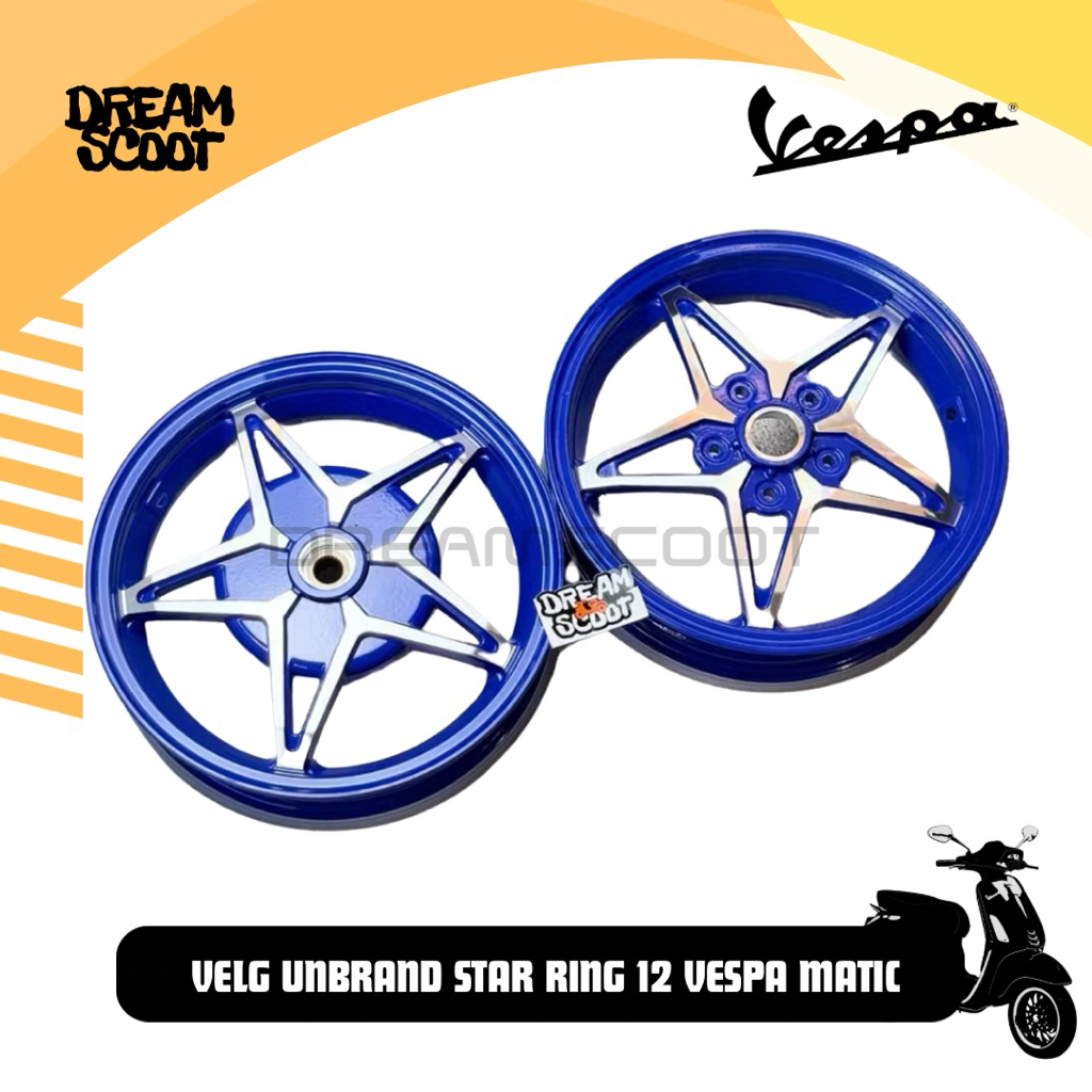 Velg Nobrand  Star Blue R12 vespa matic vespa sprint vespa primavera vespa s vespa lx velg vespa mat