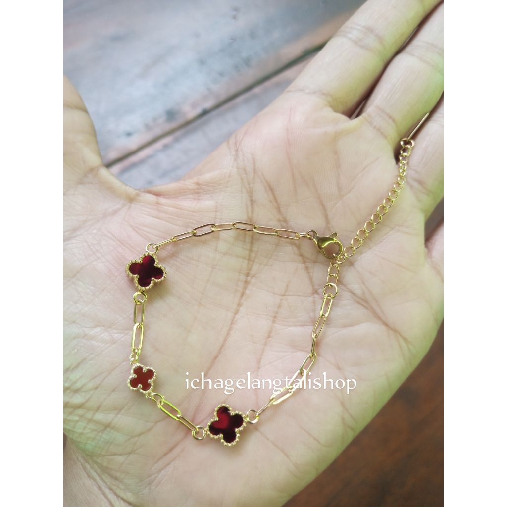 gelang variasi clover maroon 0, 2 gram Semar nusantara
