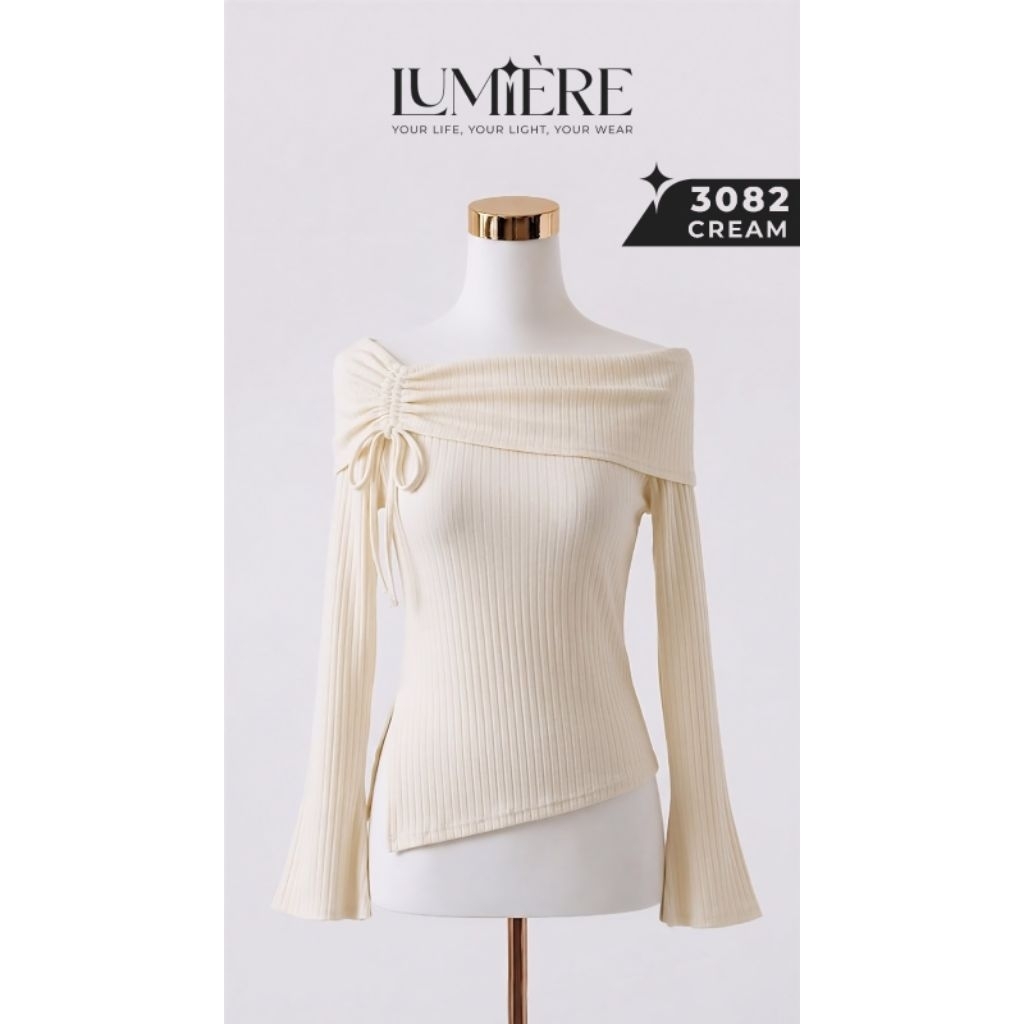 OFF-SHOULDER RIBBED KNIT TOP