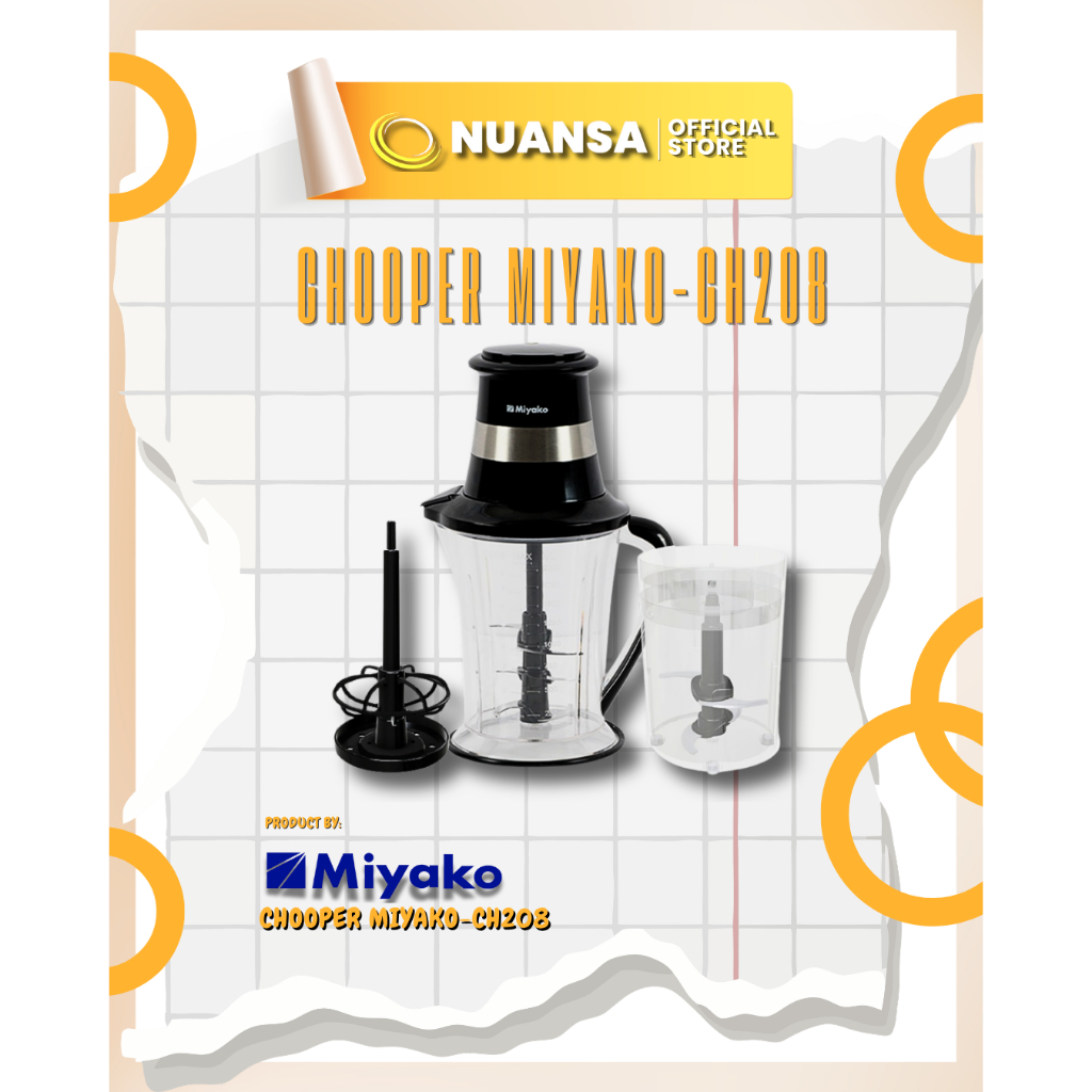 Chopper Miyako CH-208 Alat Cincang Daging , Blender Bumbu Elektrik 2in1 Mini Food Processor
