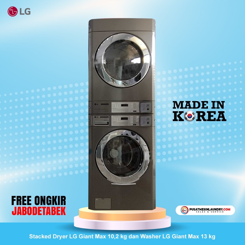 LG Giant Max Set Stack Mesin Cuci 13kg & Mesin Pengering Gas 10,2kg LGMX13