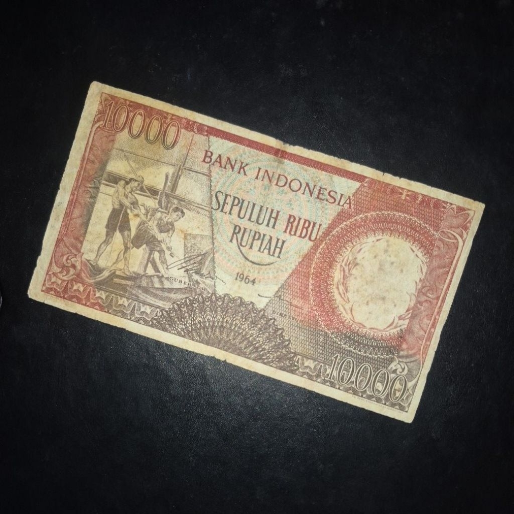 Uang Kuno 10000 Pekerja Varian Merah Tahun 1964