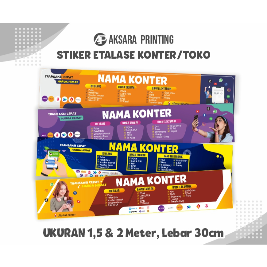 Bisa Custom Ukuran  Stiker Etalase Bawah Konter Ukuran 1,5 & 2METER Stiker Konter (Landscape)