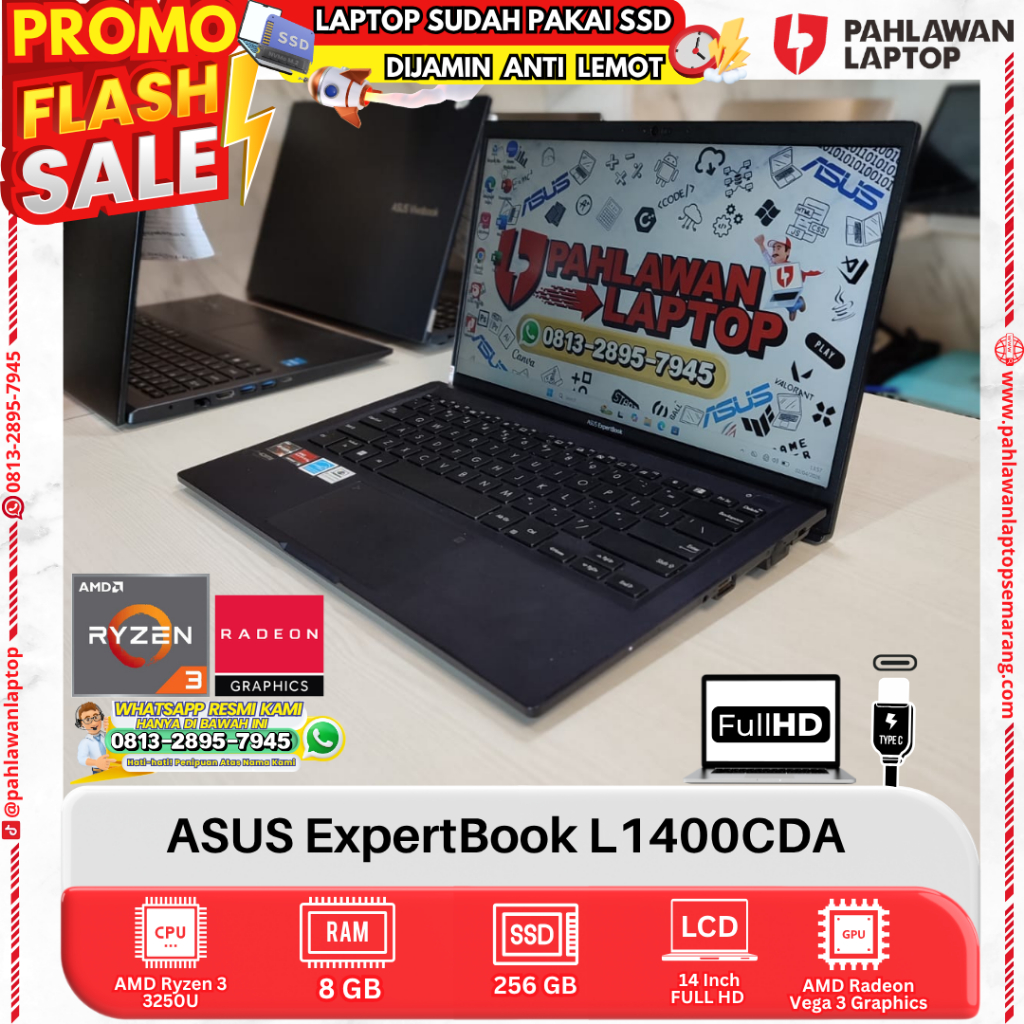 LAPTOP ASUS ExpertBook L1400CDA AMD Ryzen 3 RAM 8GB SSD 256GB