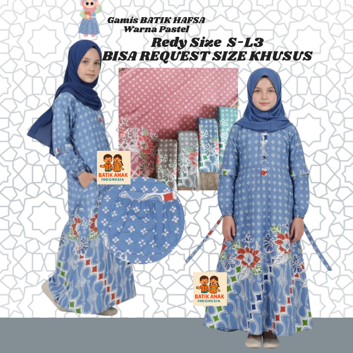 gamis batik anak bisa couple keluarga Motif Bunga Stylish Nyaman Wudhu Friendly Formal & Kasual