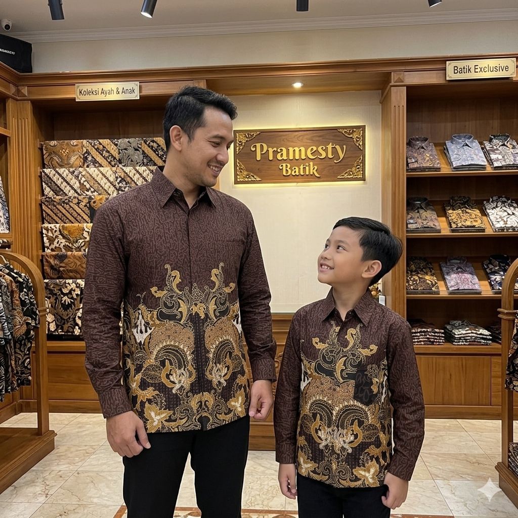 kemeja batik laseman mahogany couple ayah dan anak motif ningrat mahogany new | bahan katun laseman 