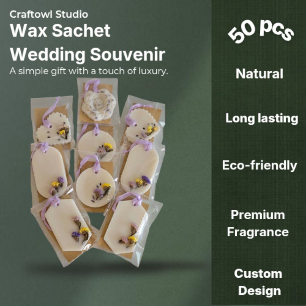 ( 50 PCS ) Wedding Souvenir Pernikahan Wax sachet lilin gantung l Gift Souvenir Pernikahan Premium A