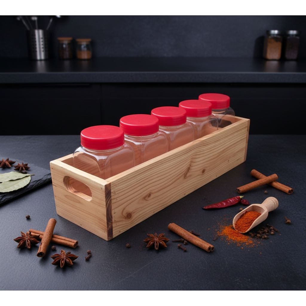 Kotak Kayu Penyimpanan Serbaguna | Rak Bumbu Dapur Kayu | Wadah Tempat Bumbu Dapur Organizer Kayu He