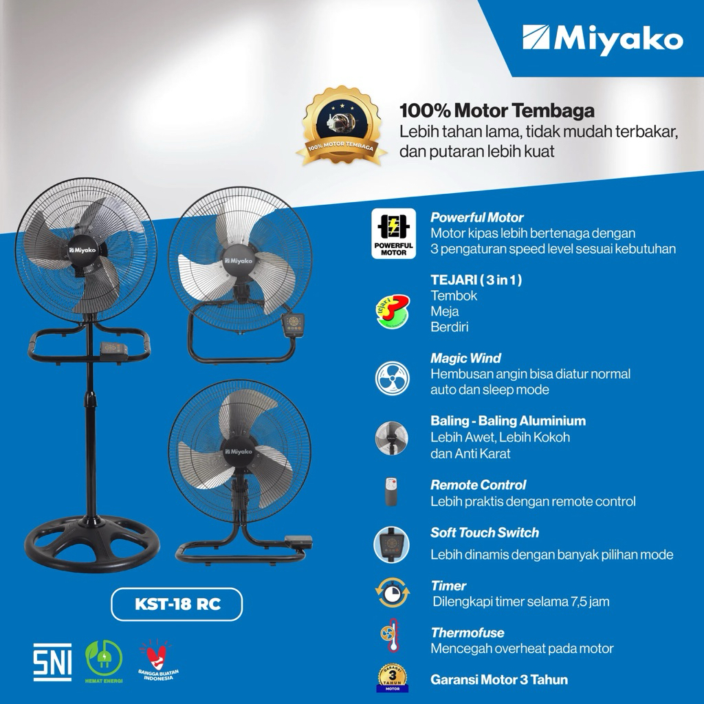 kipas angin miyako 3in1 KST-18RC
