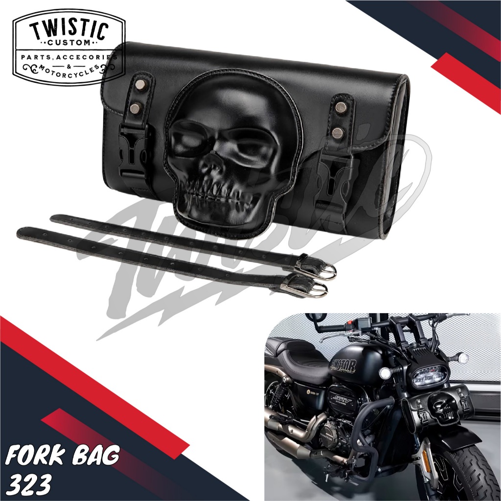Fork Bag 323 Tas Kulit Side Bag Saddlebag Depan Belakang Samping Motor Harley Davidson Vulcan 650 Ho