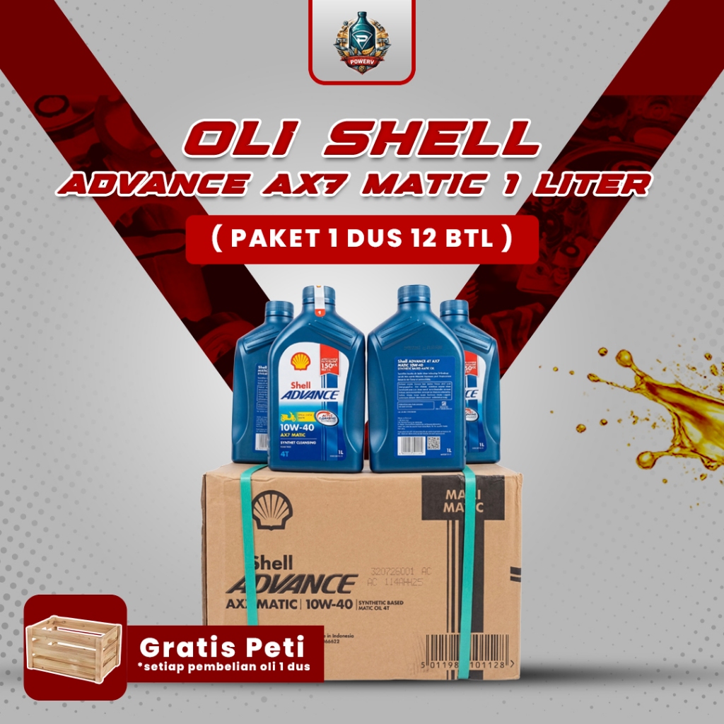 ( PAKET 1 DUS 12 BTL ) OLI SHELL ADVANCE AX7 MATIC 1 LITER 10W-40 Oli Motor Matic
