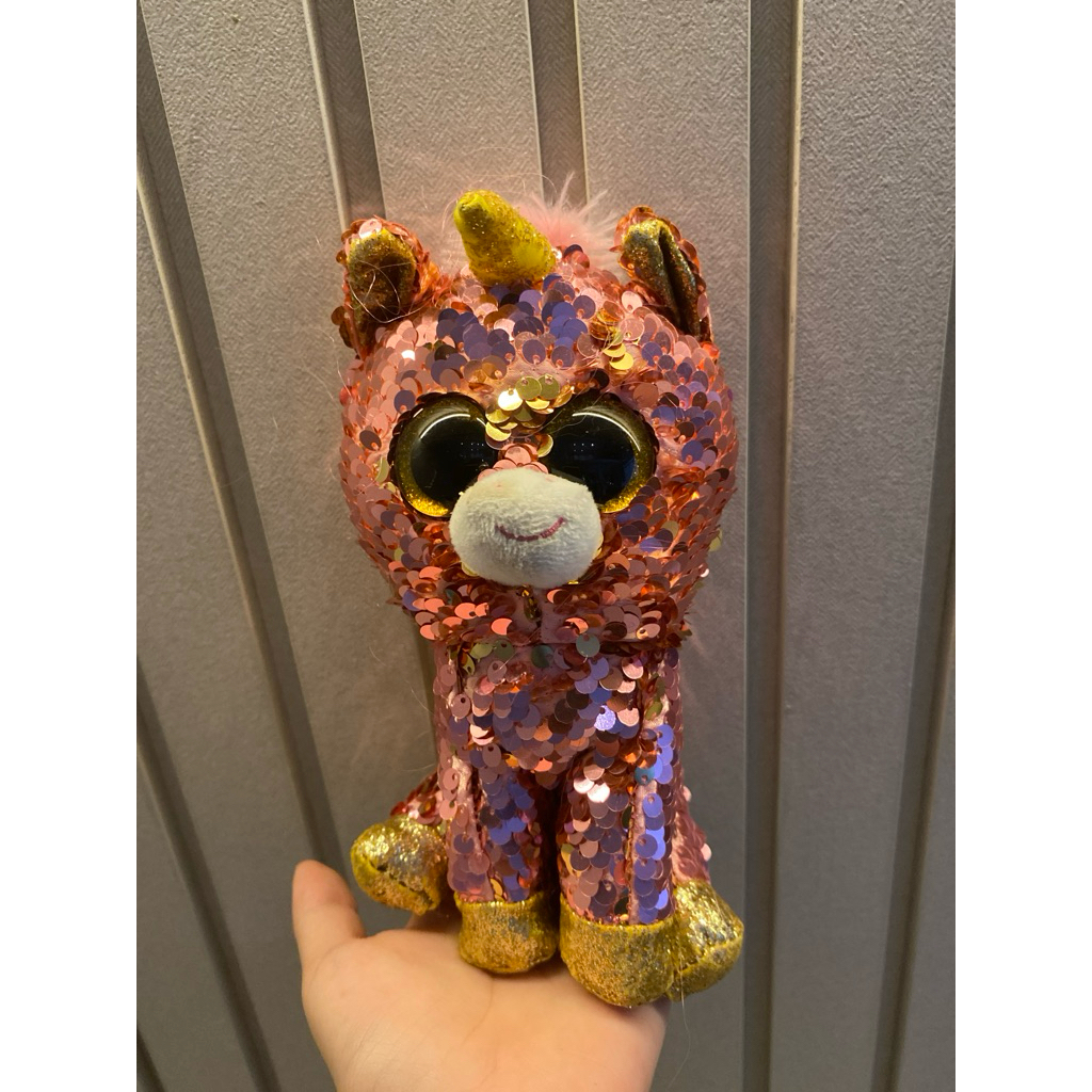 boneka TY preloved kuda pink/gold
