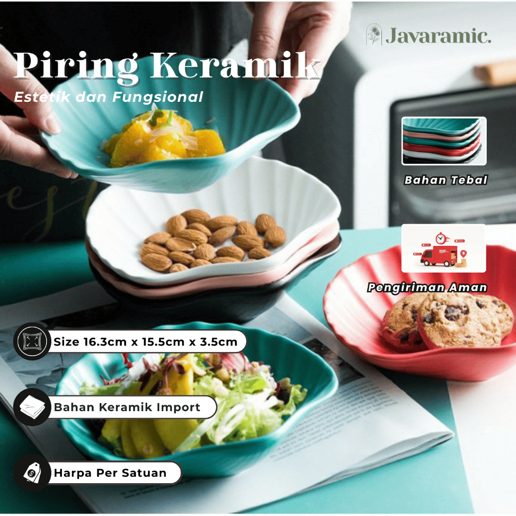 Javaramic Piring Keramik Wadah Saji Kerang - P002