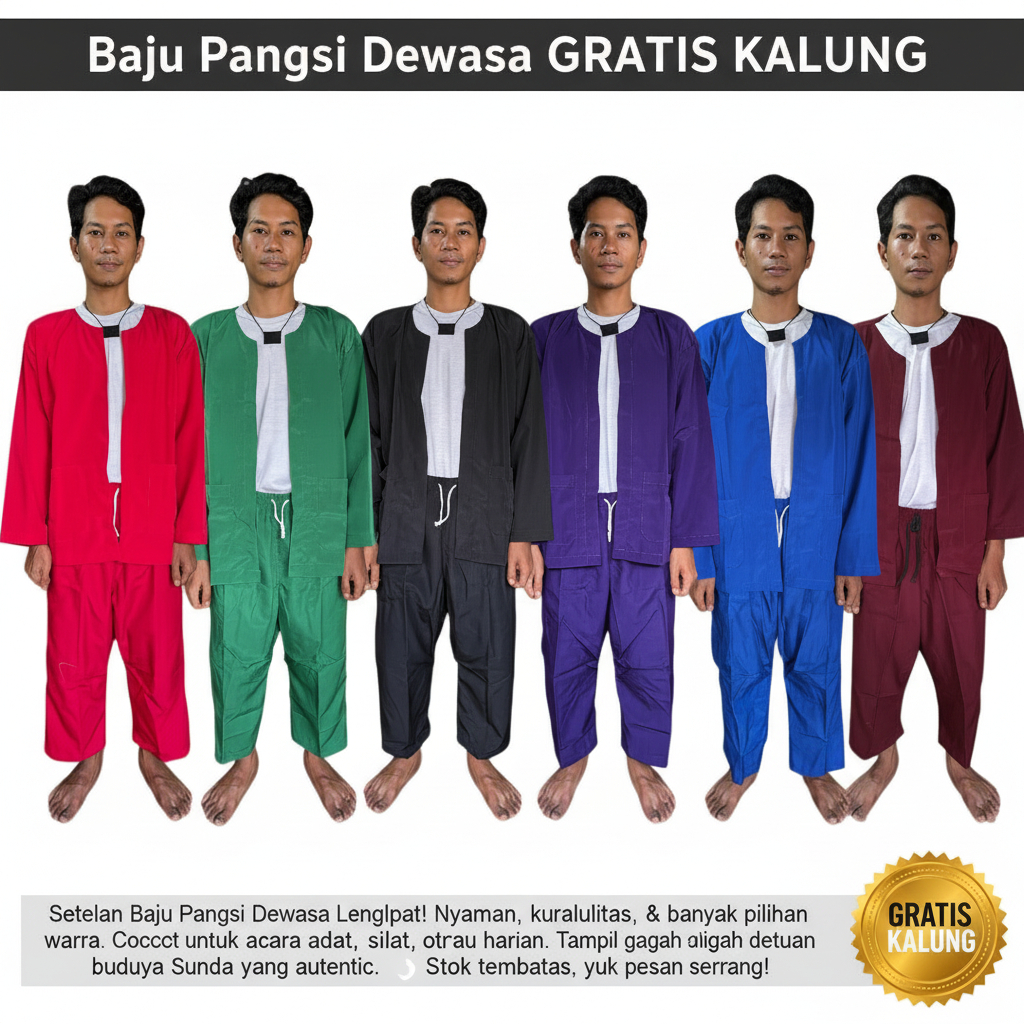 Baju Pangsi Betawi Dewasa ( Setelan Saja ) Baju Adat Pakaian Tradisional