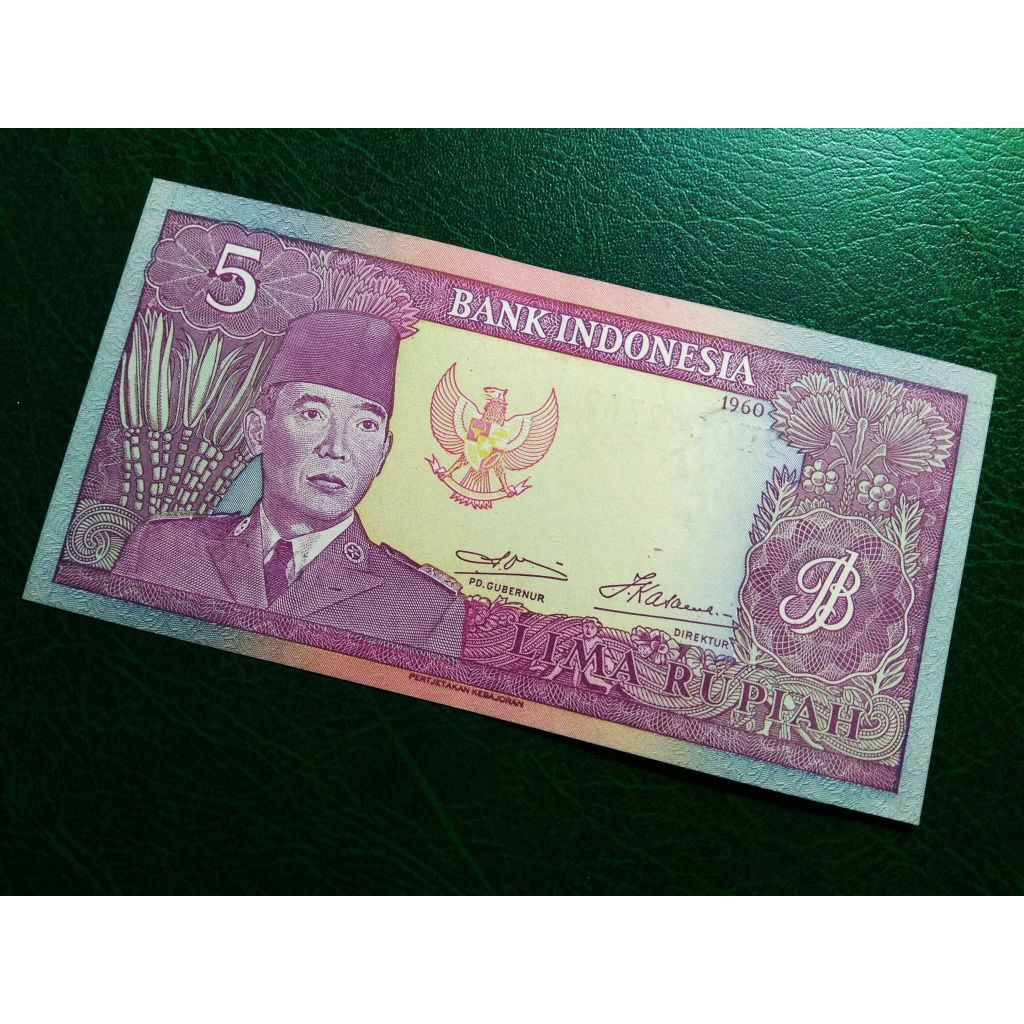 5 Rupiah Soekarno Th.1960 UNC Gress