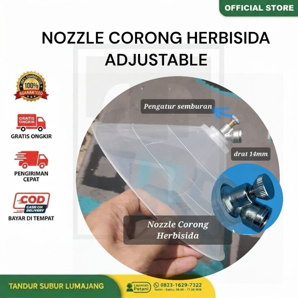 Nozzle Spuyer Corong Herbisida Stainless Steel drat 14mm Semprotan Bisa diatur Tangki Sprayer Elektr