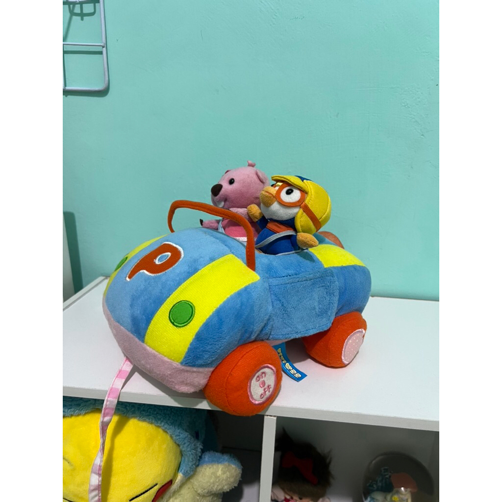 Boneka pororo naik mobil loopy pororo naik mobil elektri bisa bunyi dan tarik getar boneka pororo da