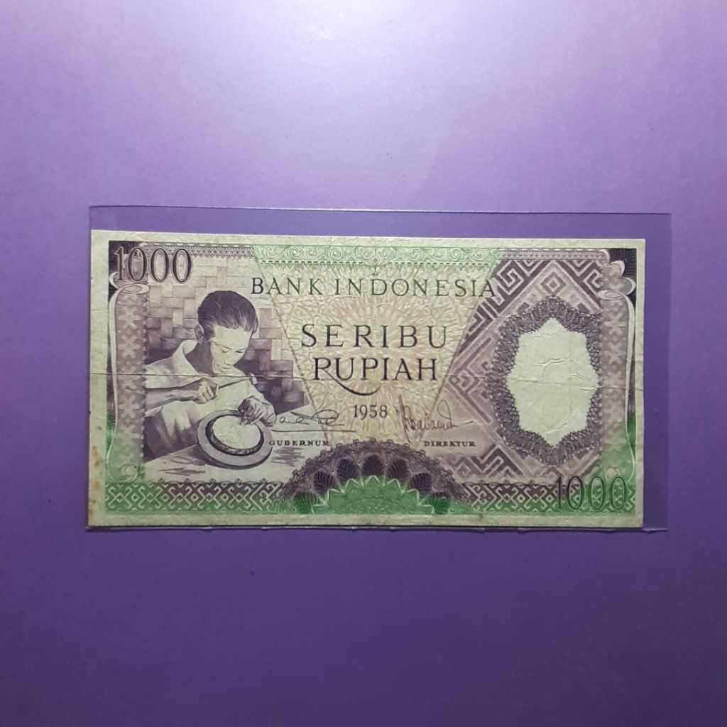 Uang kuno 1000 rupiah seri pekerja tahun 1958