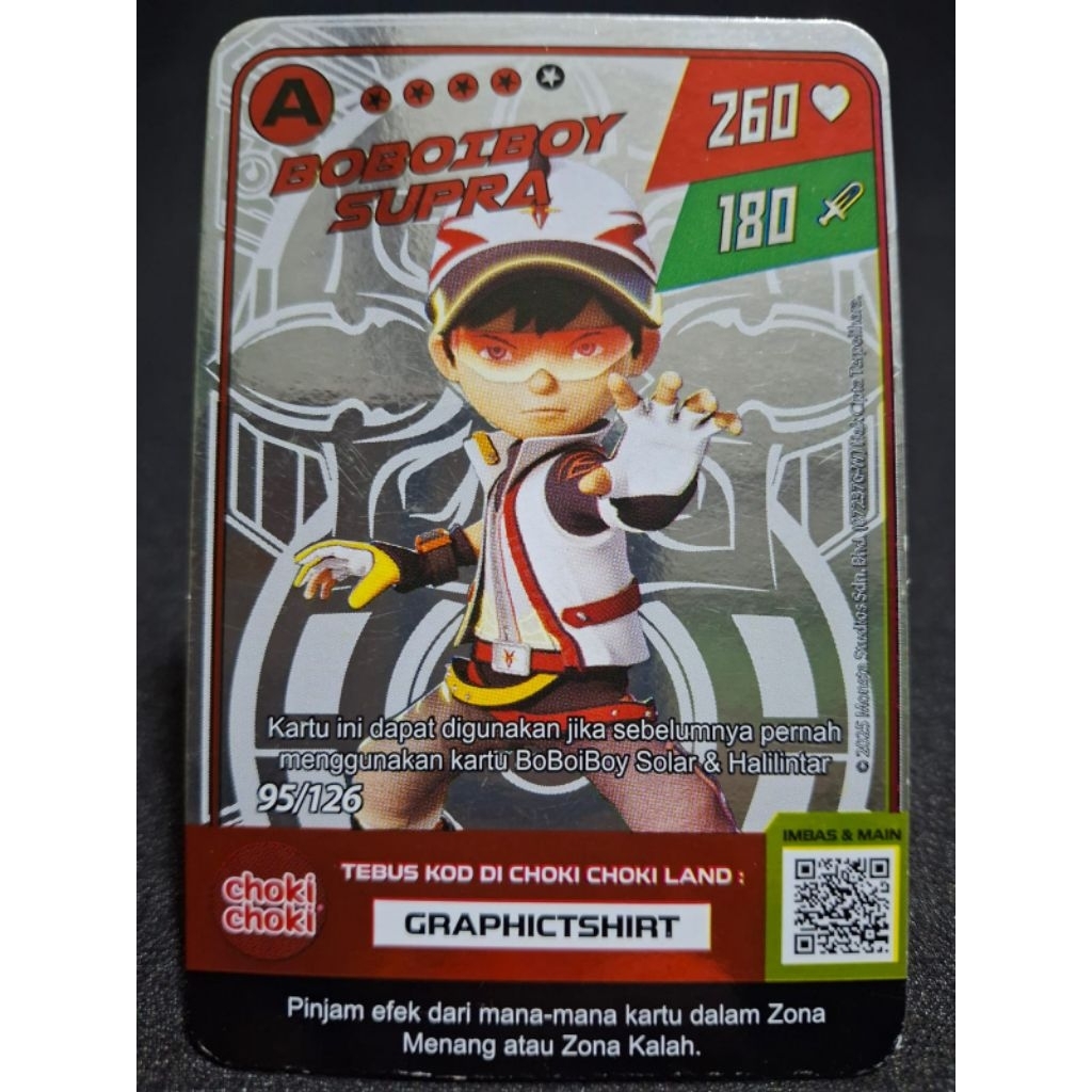 KARTU HOLOGRAM BOBOIBOY SUPRA MONSTA GALAXY CARD (A/95)