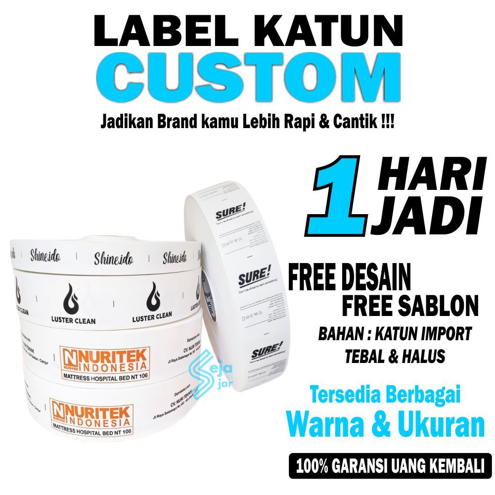 Label Katun Piterban buat Pakaian Baju Nama Custom