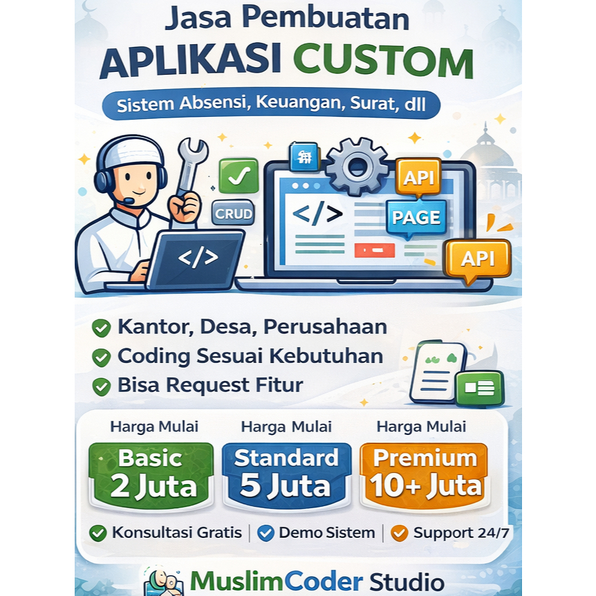 Jasa Pembuatan Aplikasi Web Custom | Desa | Instansi | Perusahaan | Sistem Absensi | Keuangan | Sura