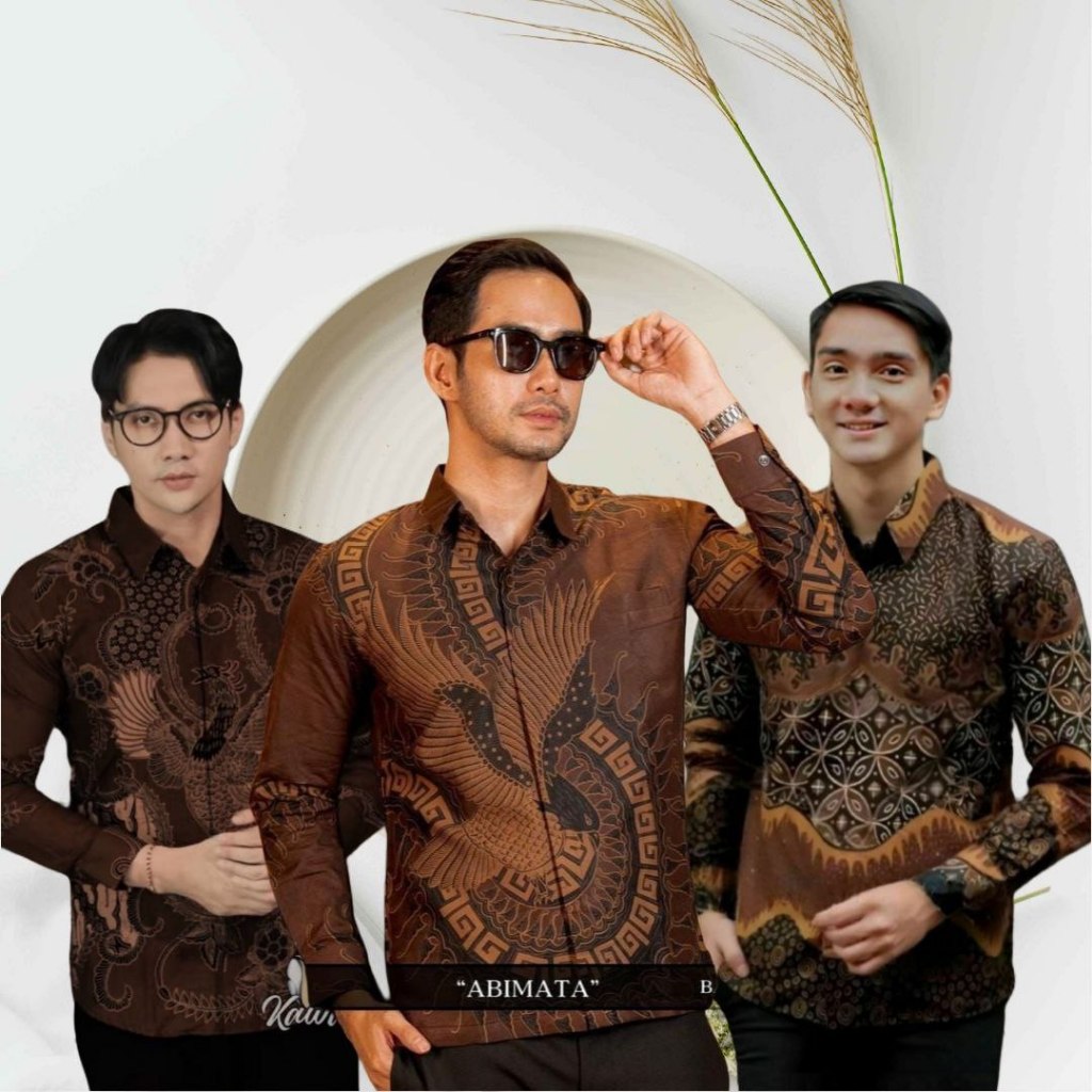 Kemeja Batik Pria  Mahogany Lengan Panjang