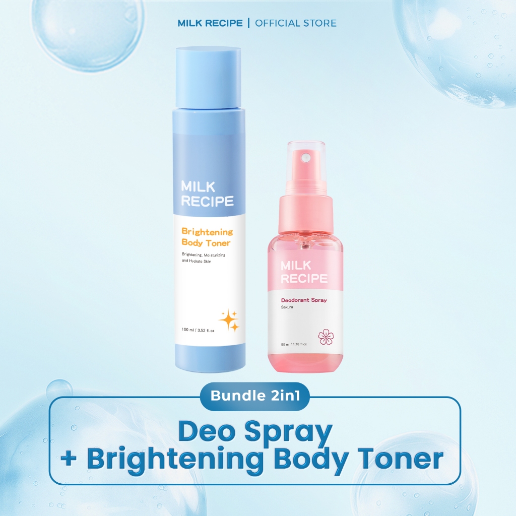 Milk Recipe 2in1 Fresh Glow Bundle - Body Toner + Deo Spray - deodorant spray tawas toner pencerah k