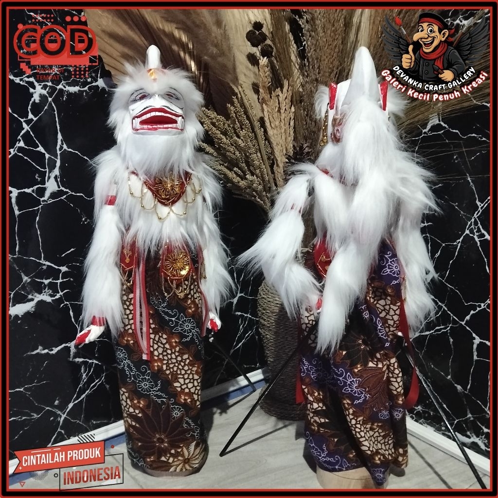 Wayang Golek Hanoman Ukuran ±55cm – Kualitas Medium Tinggi + Stand/Tatakan