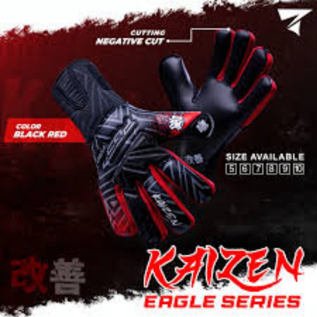 PGS PRO KAIZEN BLACK RED HITAM MERAH GLOVE 100% Sarung Tangan Kiper PGS Pro Kaizen Merah Original – 