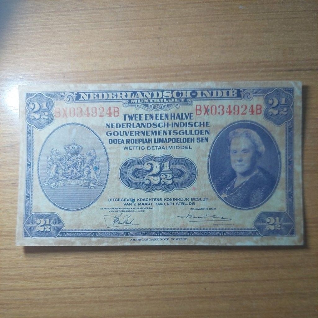 2 rupiah 50 sen tahun 1943. belanda