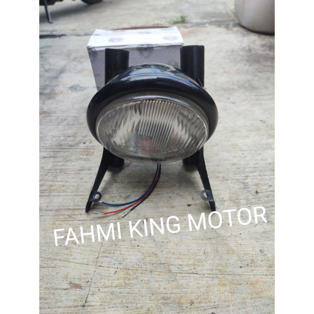 LAMPU DEPAN BULAT BATOK BESI HITAM 5,75 INC SET BREKET NYA FOR RX KING RXS GL MAX GL PRO GL 100 GRES