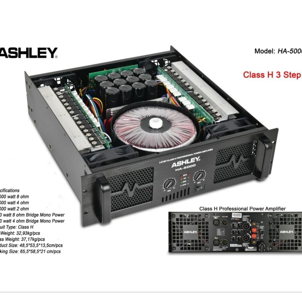 POWER AMPLIFIER ASHLEY HA5000 CLASS H3 step 2x2000watt