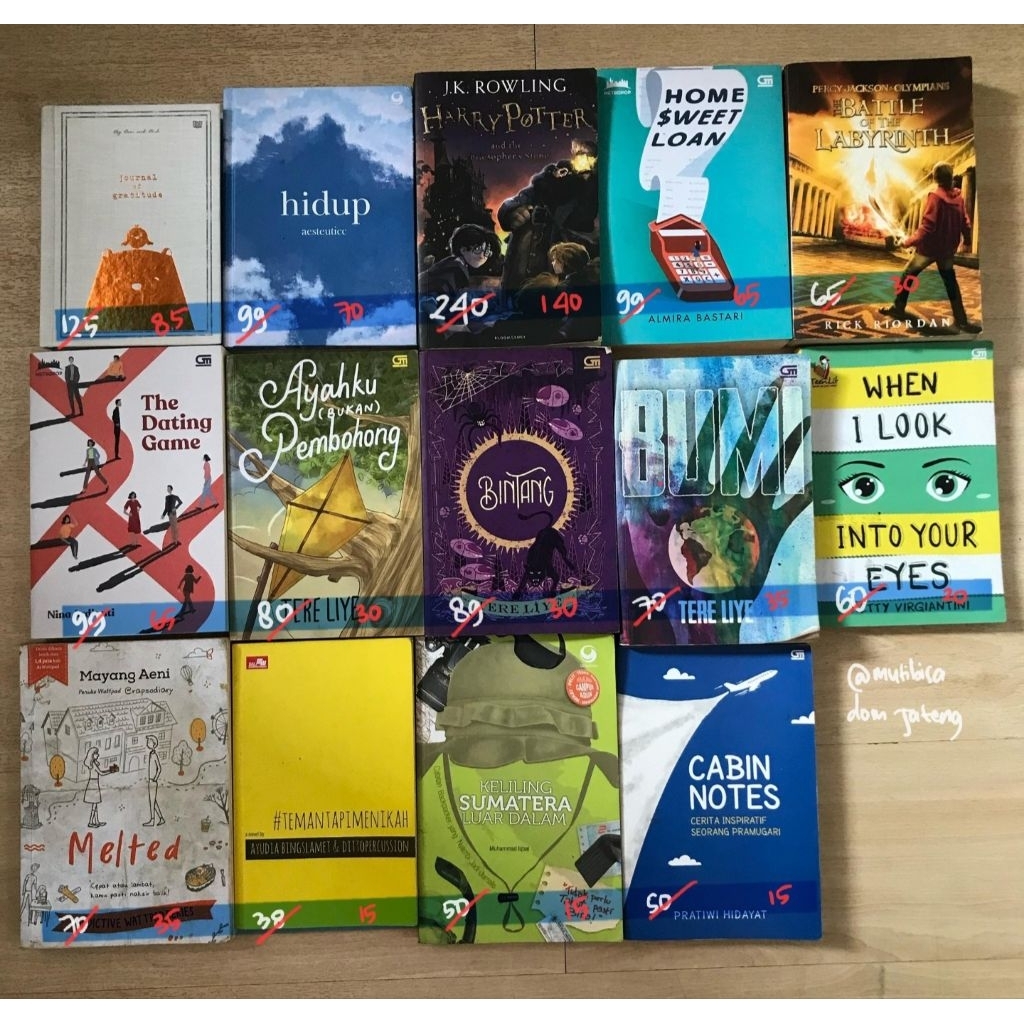 JUAL NOVEL PRELOVED BUKU HARRY POTTER TERE LIYE PERCY JACKSON SELF IMPROVEMENT JOURNAL OF GRATITUDE 