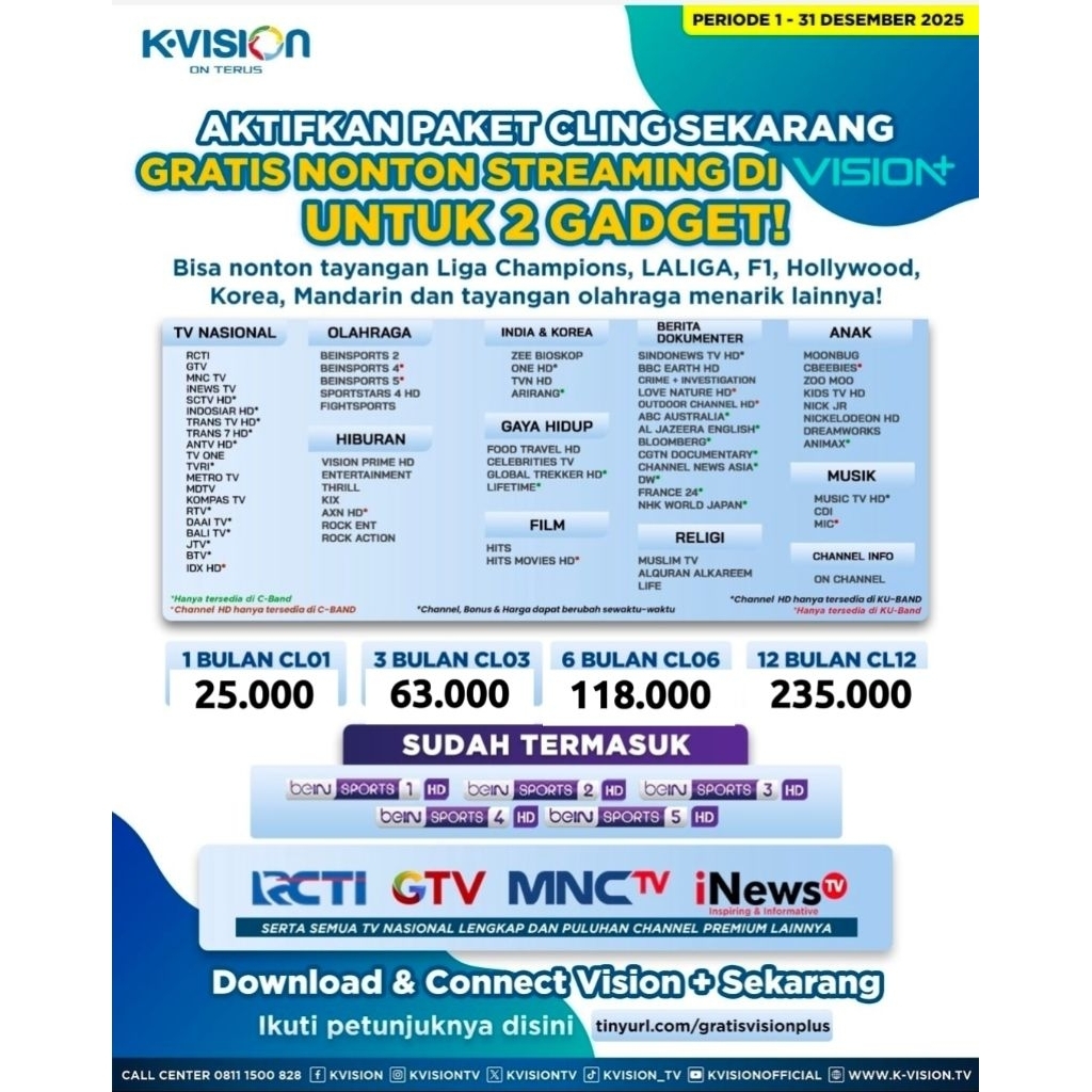 Paket KVision Cling Langsung Masuk