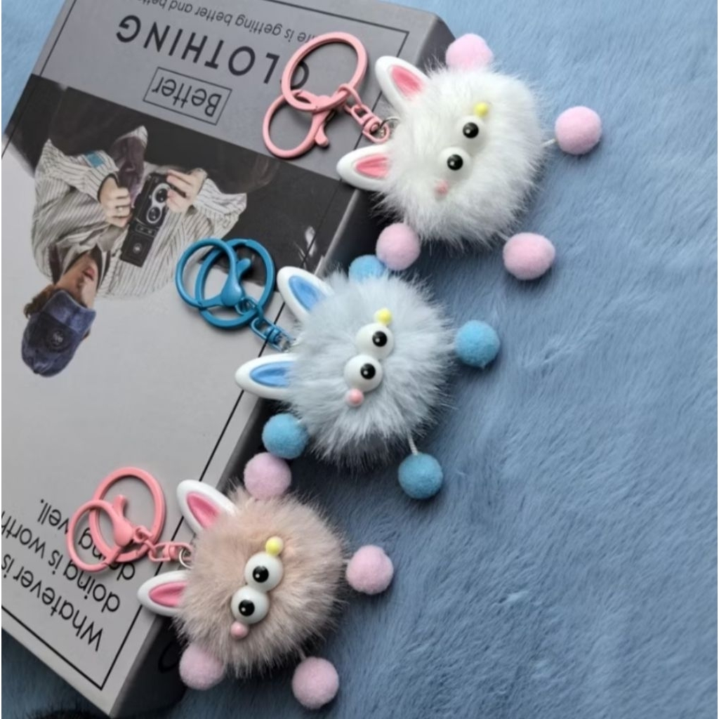 Gantungan Tas Boneka Lucu Gantungan Little Monster Kawai Boneka Bulu Halus Gantungan Kunci Boneka Un
