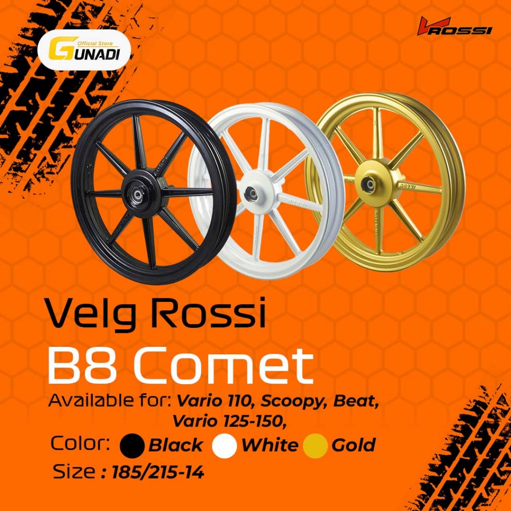 Velg Vrossi Matic Honda BeAT /Scoopy / Vario110 / Genio/ Vario 125 / Vario 150 Fi esp Comet Balok 8 