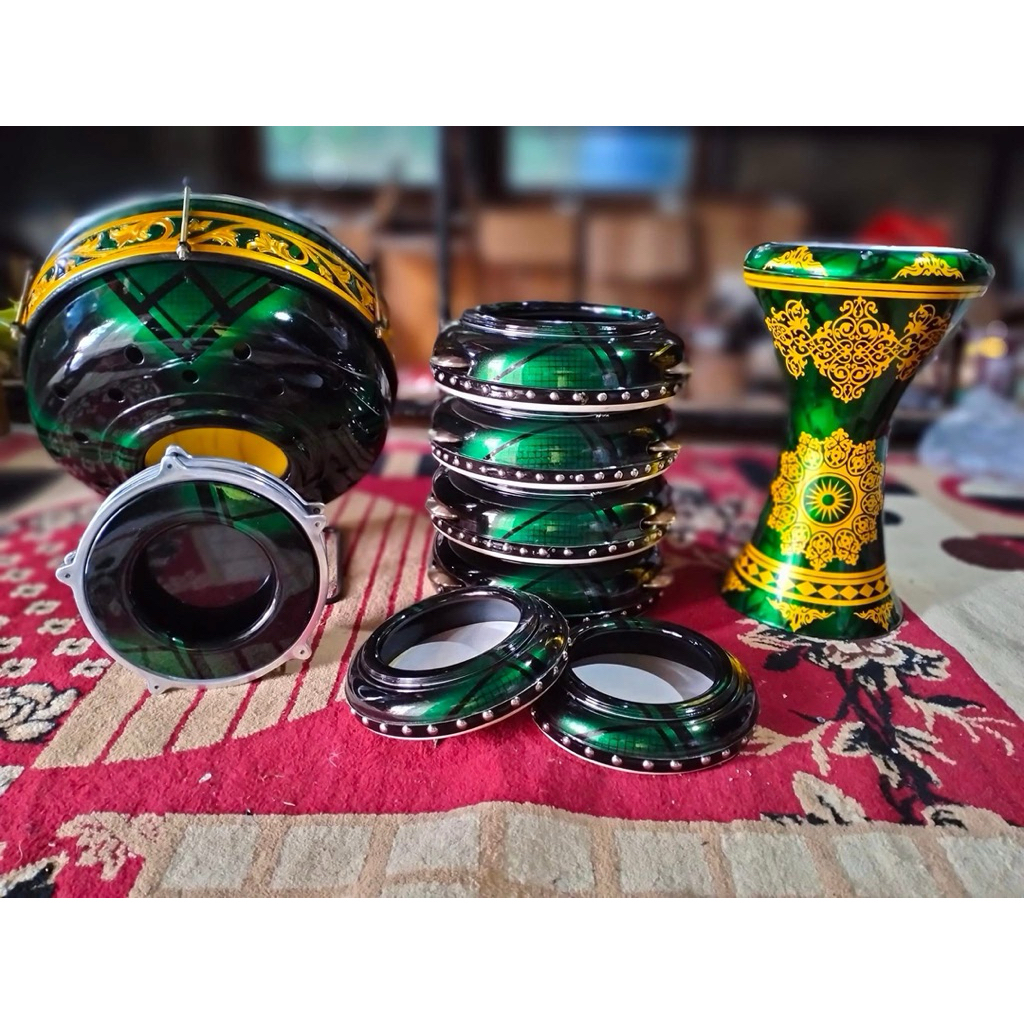 hadroh 1set/ hadroh 1 paket motif/ rebana 1set natural/ rebana 1 paket polos/ rebana satu set/ hadro