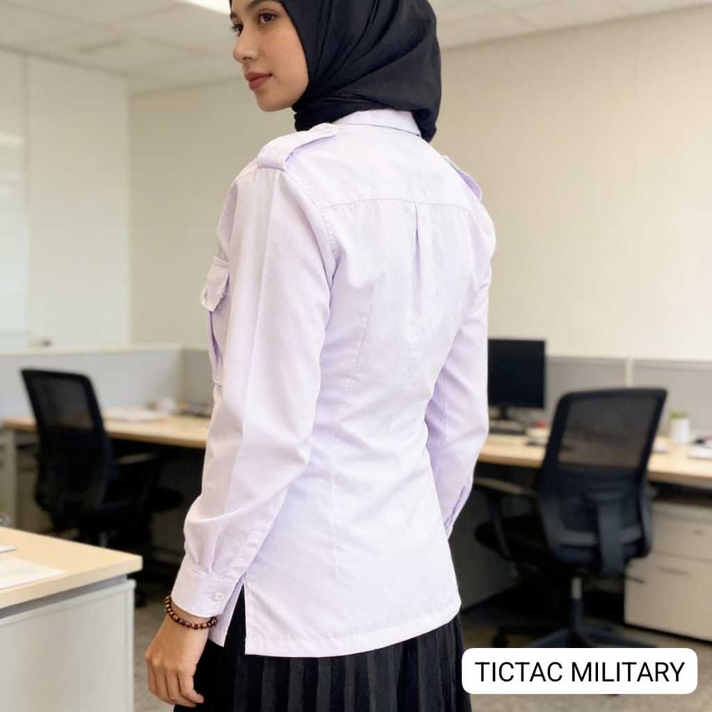 Kemeja Putih Dinas Tangan Panjang Wanita Baju Putih Pdh Pns Atasan Putih Kerja Perempuan Lengan Panj